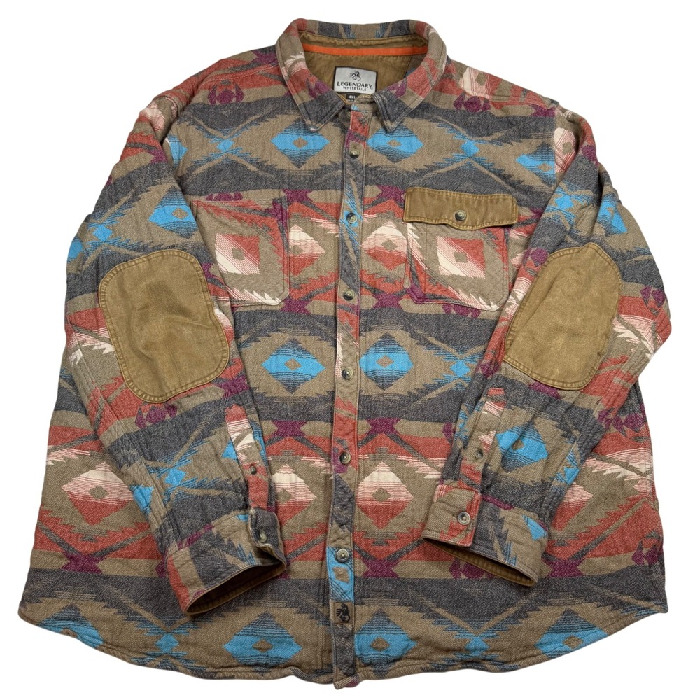Legendary Whitetails Mens 4XL Southwestern Flannel Shirt Elbow Patches Aztec - Picture 1 of 9